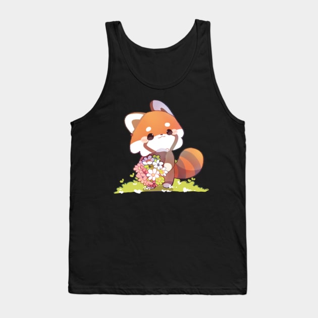 Red Panda Flowers Tank Top by Cremechii